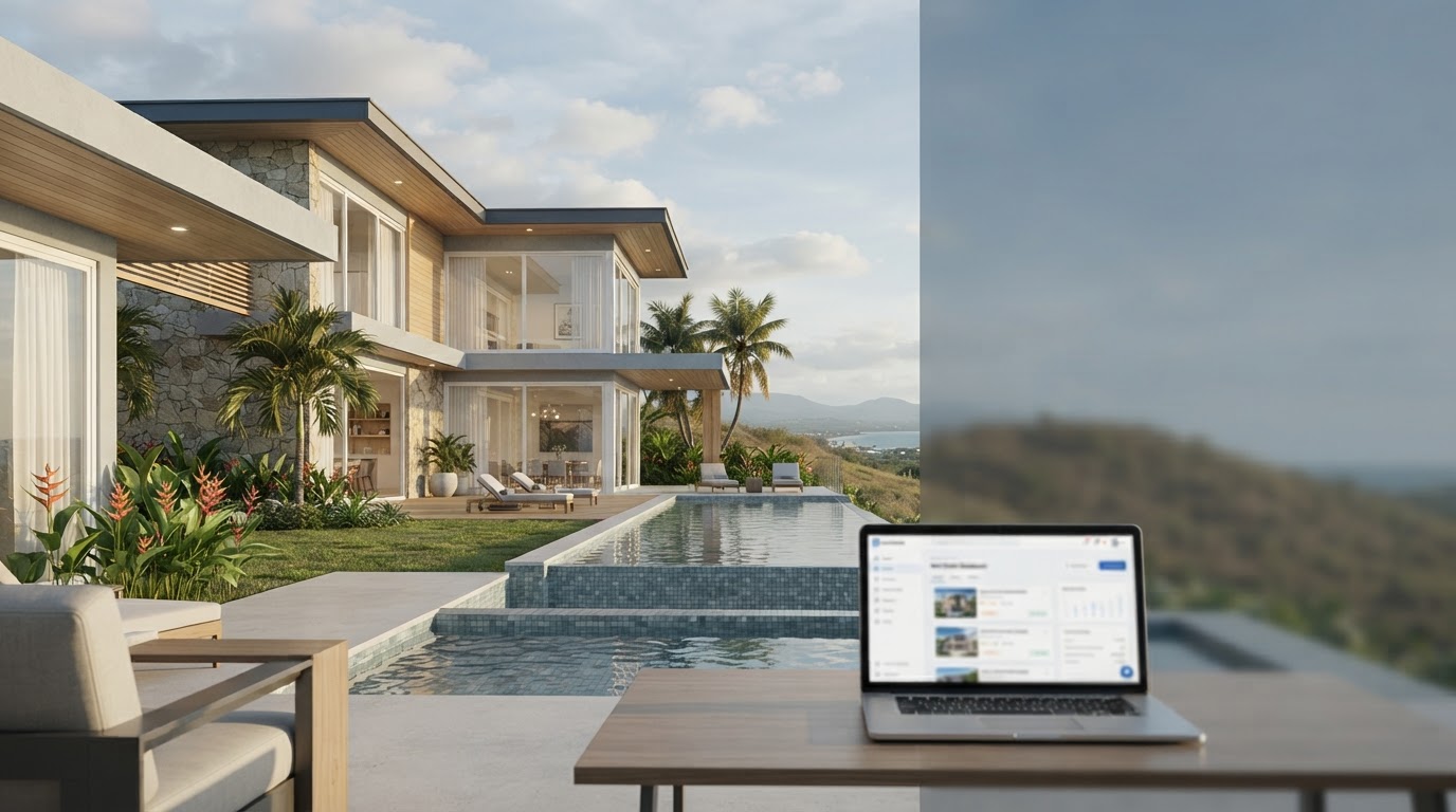 Fadak Estates dashboard showing AI-driven investment analytics and growth trend